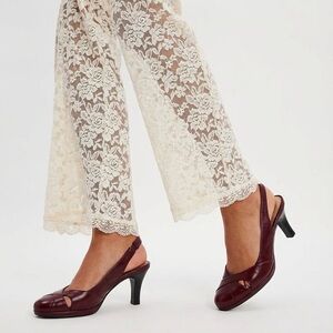 Sofft Patent Leather Burgundy Slingback Heels